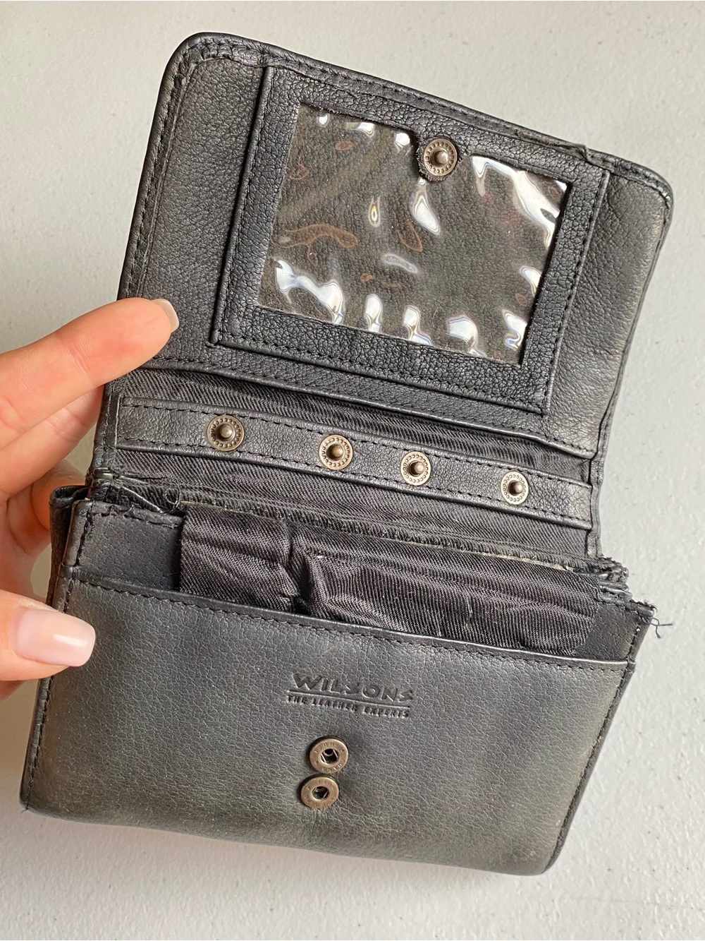 Wilson’s Leather Vintage Buckle Clasp Rectangular Genuine Leather Wallet